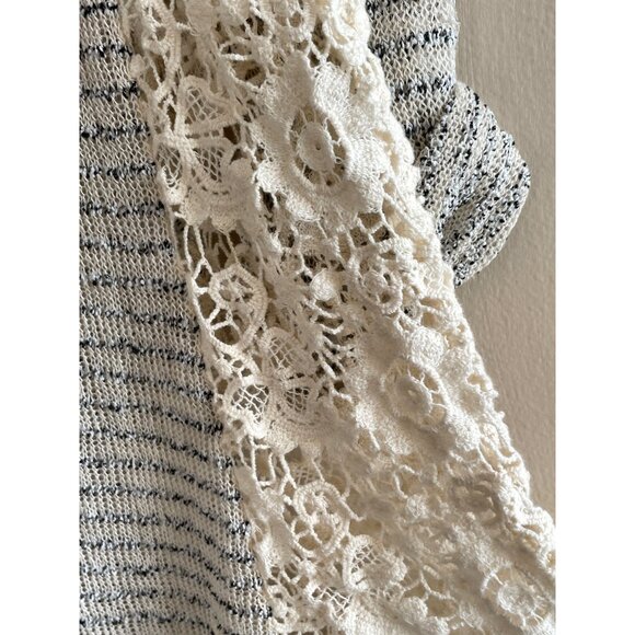 Blu-Pepper Womens Striped Lace Accent Top Size M - Picture 5 of 11